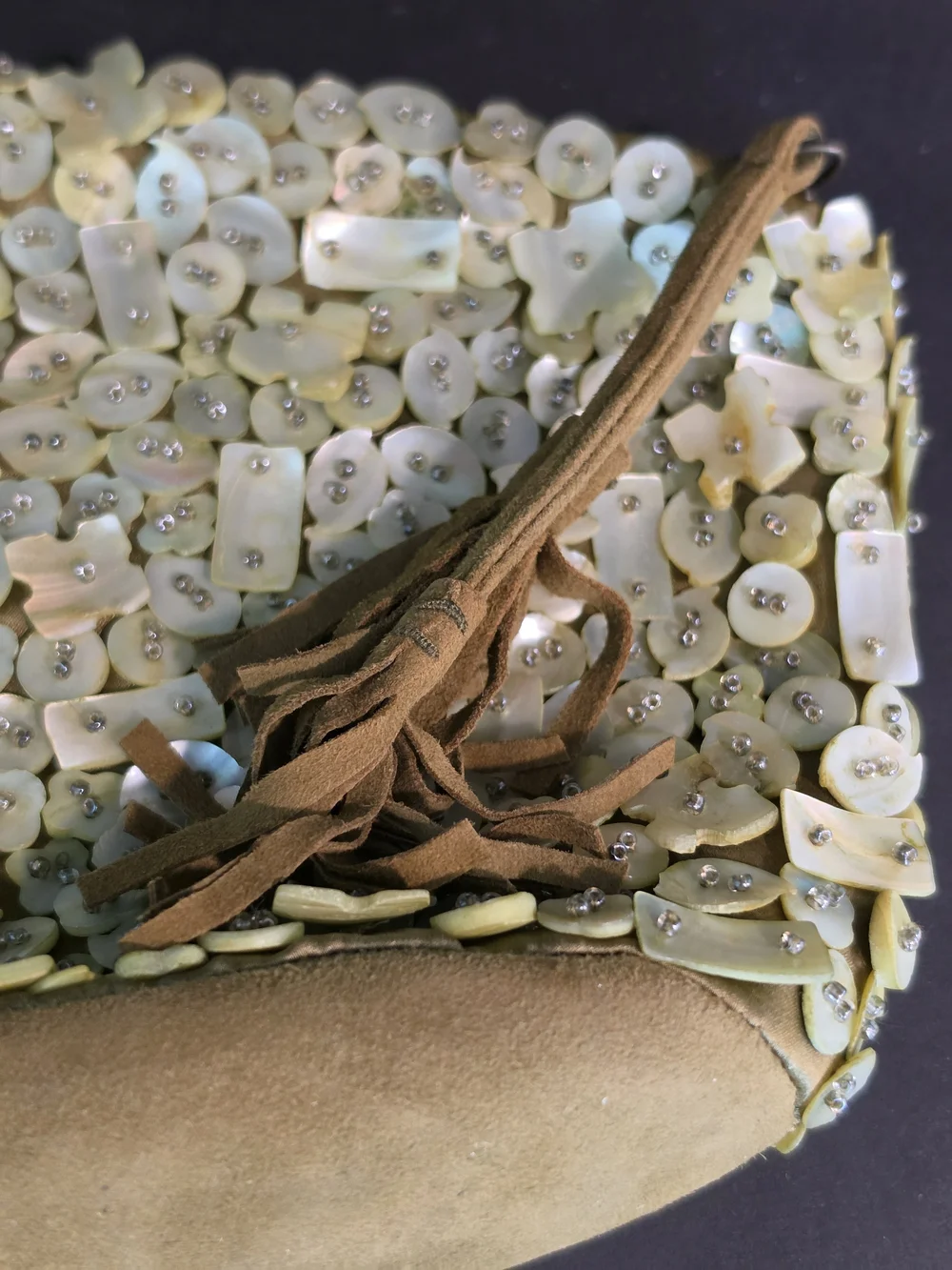 Ivy & Rose Olive Beaded Shell Wristlet Clutch